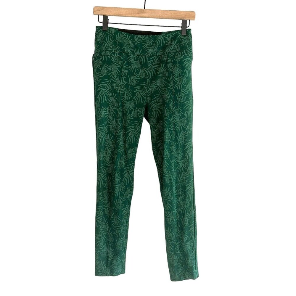 Betabrand Power‎ Down Pant Skinny Leggings Cabana Green Leaf Small Petite Career